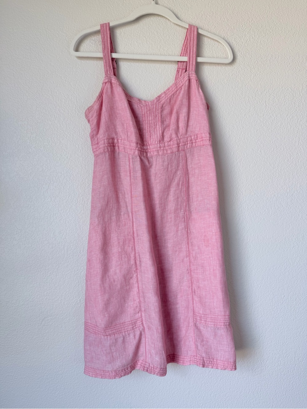 Horny Toad Lithe Sundress XS Pink 100% Linen Boho Summer Dress Pockets